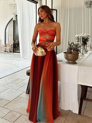 Gradient A-line Long Elegant Dress