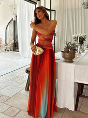 Gradient A-line Long Elegant Dress