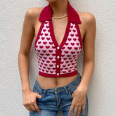 Heart-Print Knitted Vest