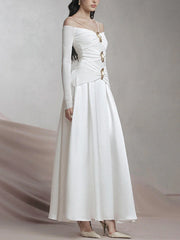 Long Sleeve Patchwork Slimming A-Line Dress