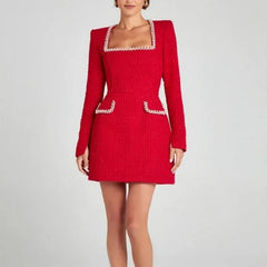 Long Sleeve Tweed Dress