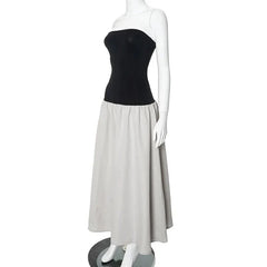 Patchwork Strapless Sleeveless Dress