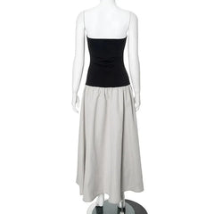 Patchwork Strapless Sleeveless Dress