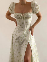 Puff Sleeve Floral Elegant Long Dress