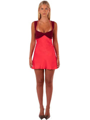 Satin Strapless Lace-Up Mini Dress