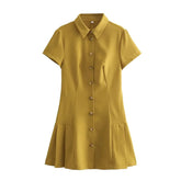 Shirt Style Mini Short Sleeved Casual Dress
