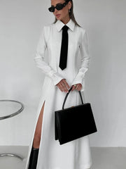 Side Slit White Elegant Long Dress