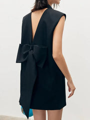Sleeveless Double Button Bow Dress