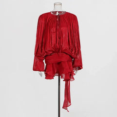 Solid Blouse Mini Dress