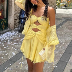 Strapless Pleated Backless Mini Dress