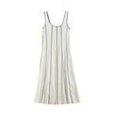 Striped U-Neck Long Dress