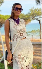 Chic O-neck Sleeveless Tank Top Skirts Sets