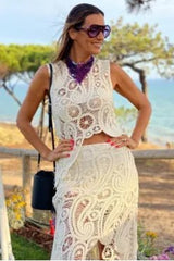 Chic O-neck Sleeveless Tank Top Skirts Sets