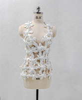 White Halter See-through Mini Dress