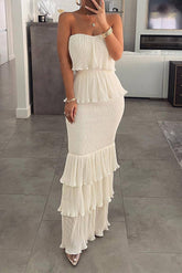 Ruffle Hem Layered Long Dress