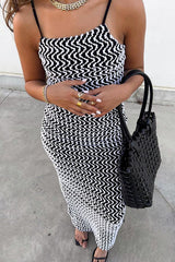 Ripple Contrast Backless Dress
