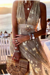 V-neck Bronzing Skirt