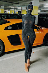 Turtleneck Backless Sports Jumpsuit