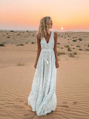 Vorioal Dot Printed Floor Length Dress