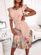 Vorioal O-Neck Ruffle Dress