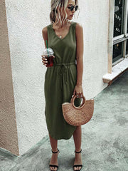 Vorioal Casual V-Neck Vest Dress