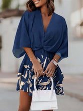 Vorioal V-neck Loose Print Dress