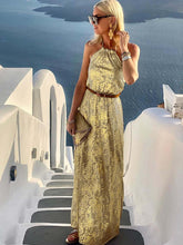 Vorioal Golden-Plating Vacation Dress