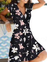 Vorioal Lily Print V-neck Dress
