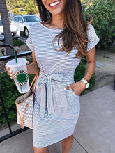 Vorioal Striped Knot Design Midi Dress