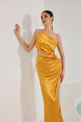 Yvette One Shoulder Slit Maxi Dress