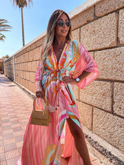 Vorioal Fashion Print Chiffon Dress