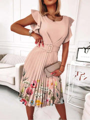Vorioal O-Neck Ruffle Dress