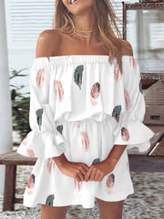 Vorioal Off Shoulder Printed Dress