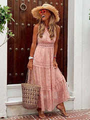 Vorioal Sexy Deep V Chiffon Dress