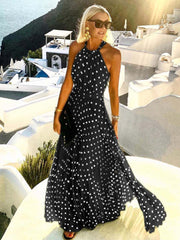 Vorioal Polka Dot Pleated Dress