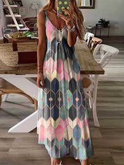 Vorioal Geometric Print Sling Dress