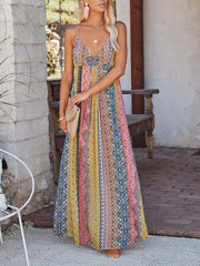 Vorioal V-neck Sexy Print Dress