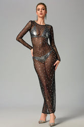 Devin Long Sleeve Embellished Maxi Dress