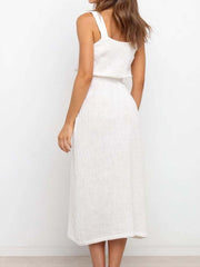 Vorioal Button Slit Belt Dress