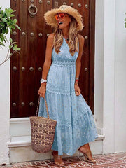 Vorioal Sexy Deep V Chiffon Dress