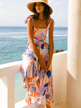Vorioal Square Neck Sling Printed Dress