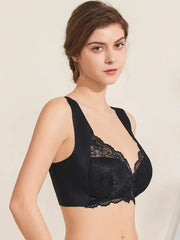 Lace Seamless Wirefree Push-up Pus size Full Coverage Bra Black