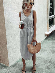 Vorioal Casual V-Neck Vest Dress
