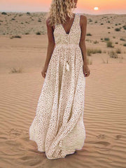 Vorioal Dot Printed Floor Length Dress