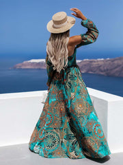 Vorioal One-line Neck Split Dress