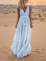 Vorioal Dot Printed Floor Length Dress