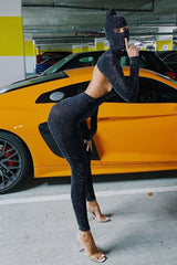 Turtleneck Backless Sports Jumpsuit