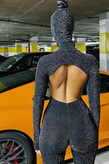 Turtleneck Backless Sports Jumpsuit