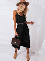 Vorioal Sexy V-Neck Pleated Dress