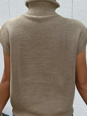 Mixed Knit Turtleneck Sweater Vest